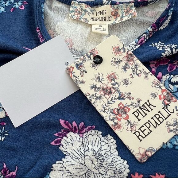 Pink Republic Blue Magenta Floral Crop Spaghetti Strap Cami Tank Size S - Picture 8 of 13